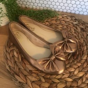 Sam Edelman Ciera Bow Ballet Flats, metallic bronze copper size 7